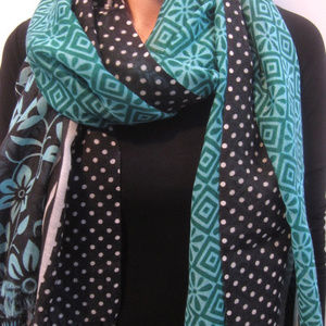 Geo and Floral Paneled Print Emerald Green, Black